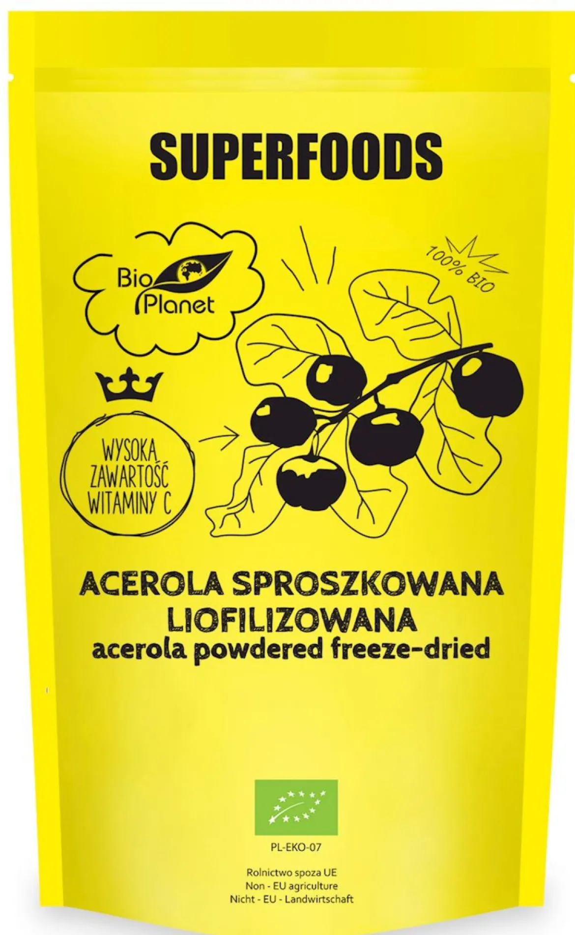 Acerola Sproszkowana Liofilizowana BIO 100g Bio Planet