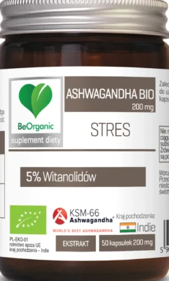BeOrganic Ashwagandha BIO 200mg 50 kaps Aliness