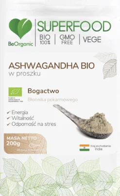 BeOrganic Ashwagandha BIO w proszku 200g Aliness