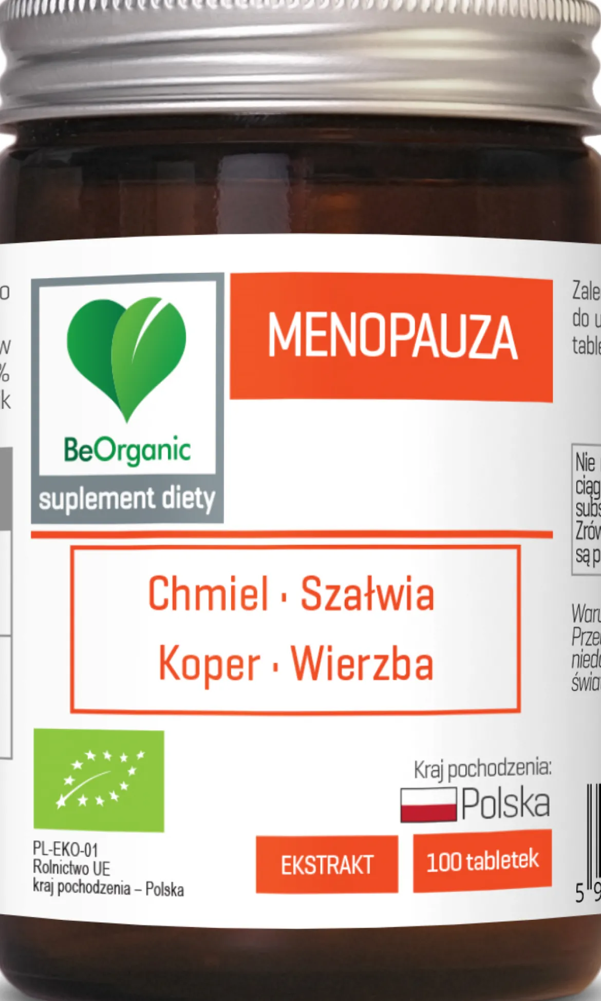 BeOrganic Menopauza 450mg 100 tabletek Aliness