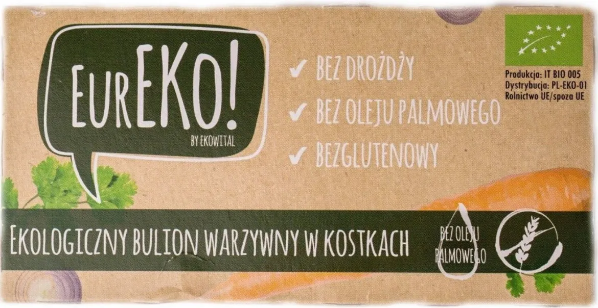 Bulion warzywny w kostkach bez drożdży, bez oleju palmowego, bezglutenowy BIO 100g EkoWital