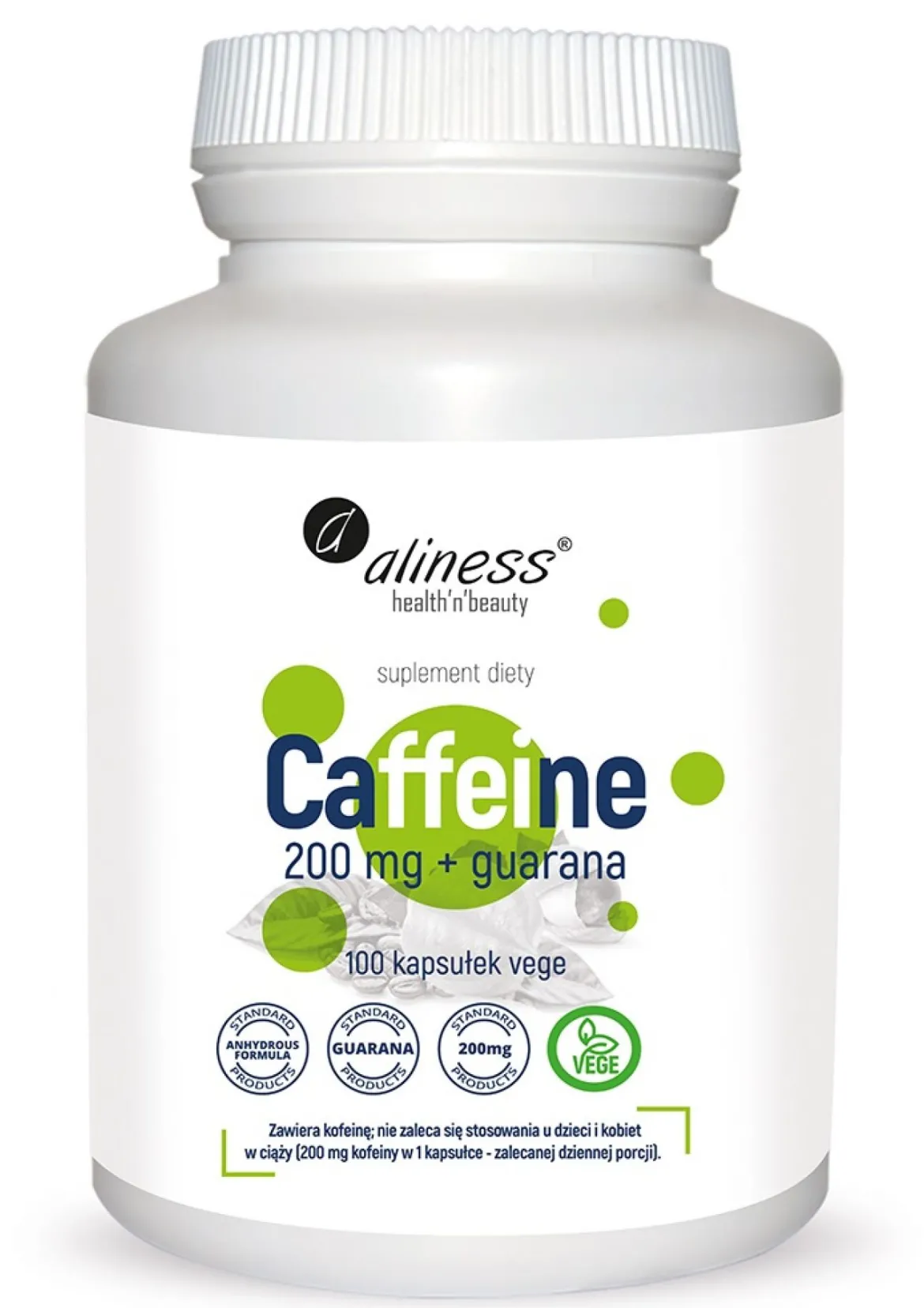 Caffeine 200 mg + guarana 100kaps Aliness