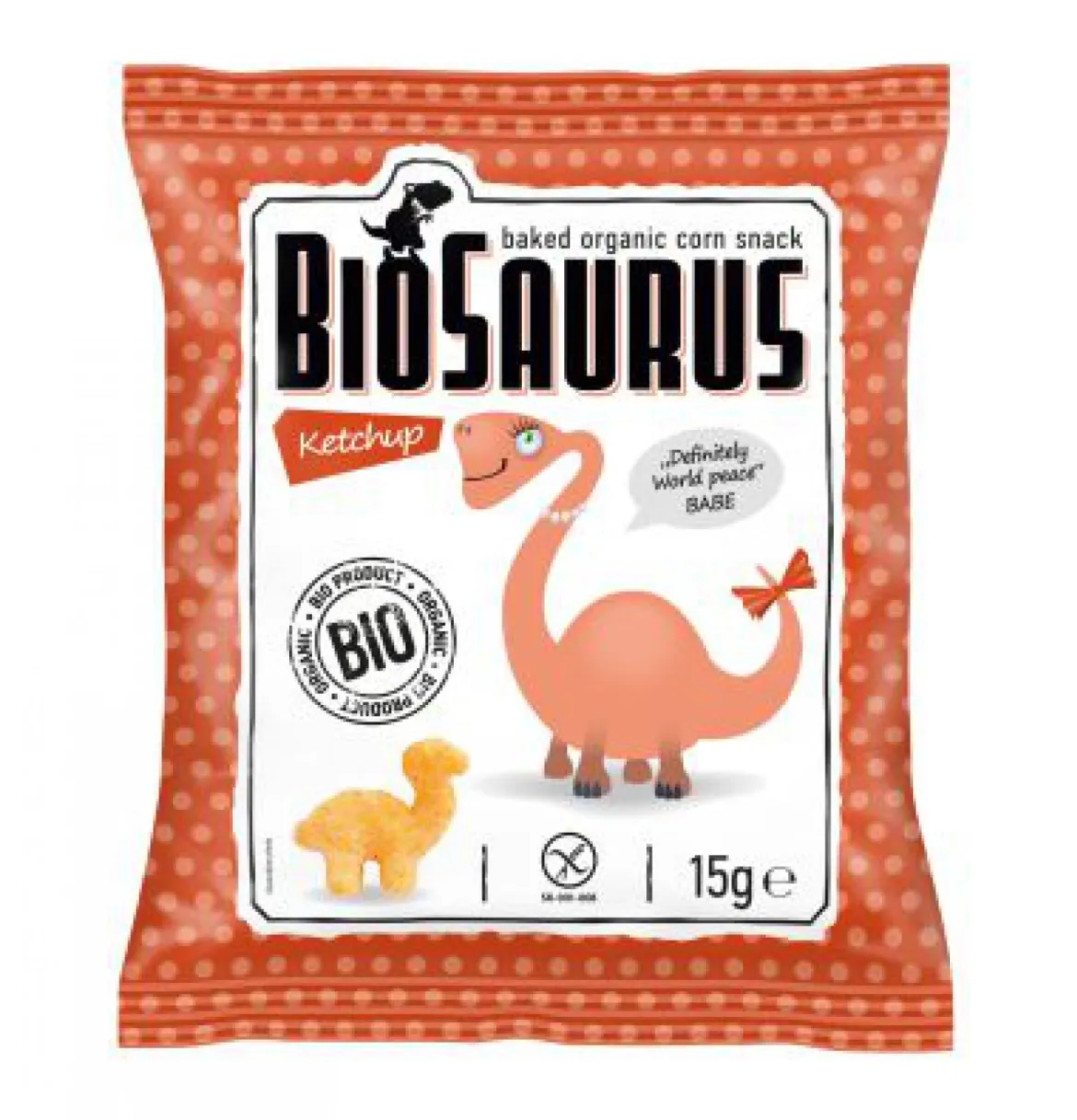 Chrupki kukurydziane o smaku ketchupowym bezglutenowe BIO 15g BioSaurus