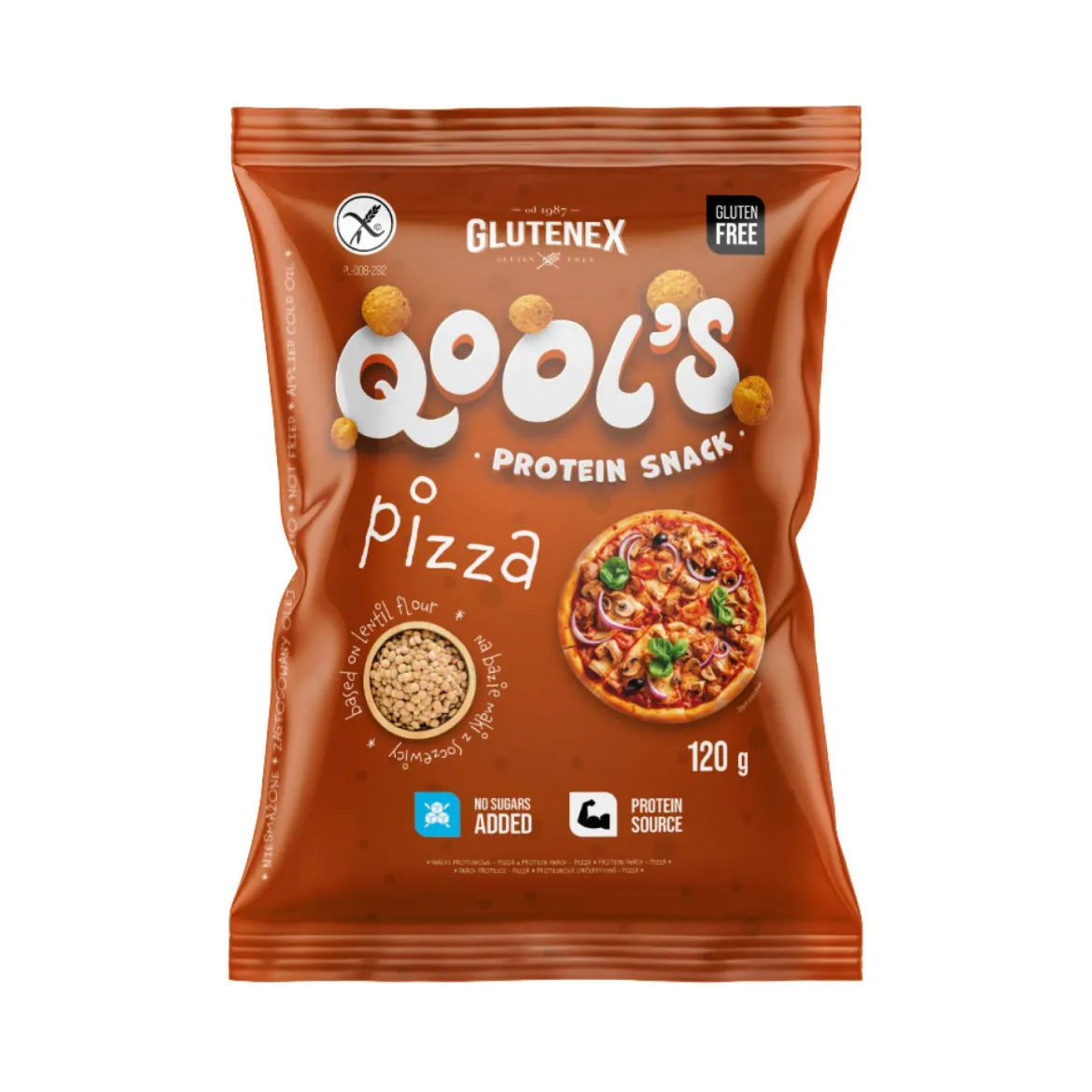 Chrupki Proteinowe Qool's Pizza Bezglutenowe 120g Glutenex