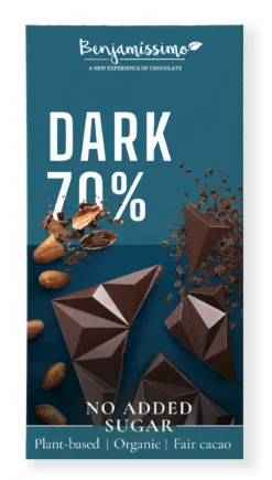 Czekolada Gorzka 70% Bez Dodatku Cukrów Bezglutenowa BIO 60g Benjamissimo