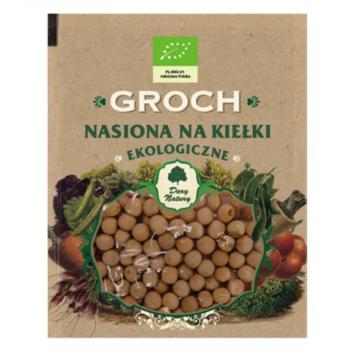 EKO nasiona na kiełki Groch 50g Dary Natury
