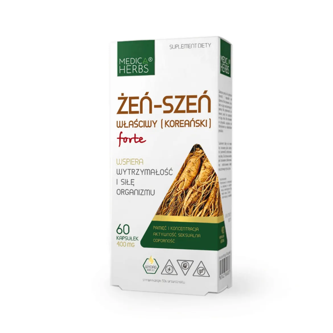Żeń-Szeń właściwy (Koreański) 400mg 60kaps Medica Herbs