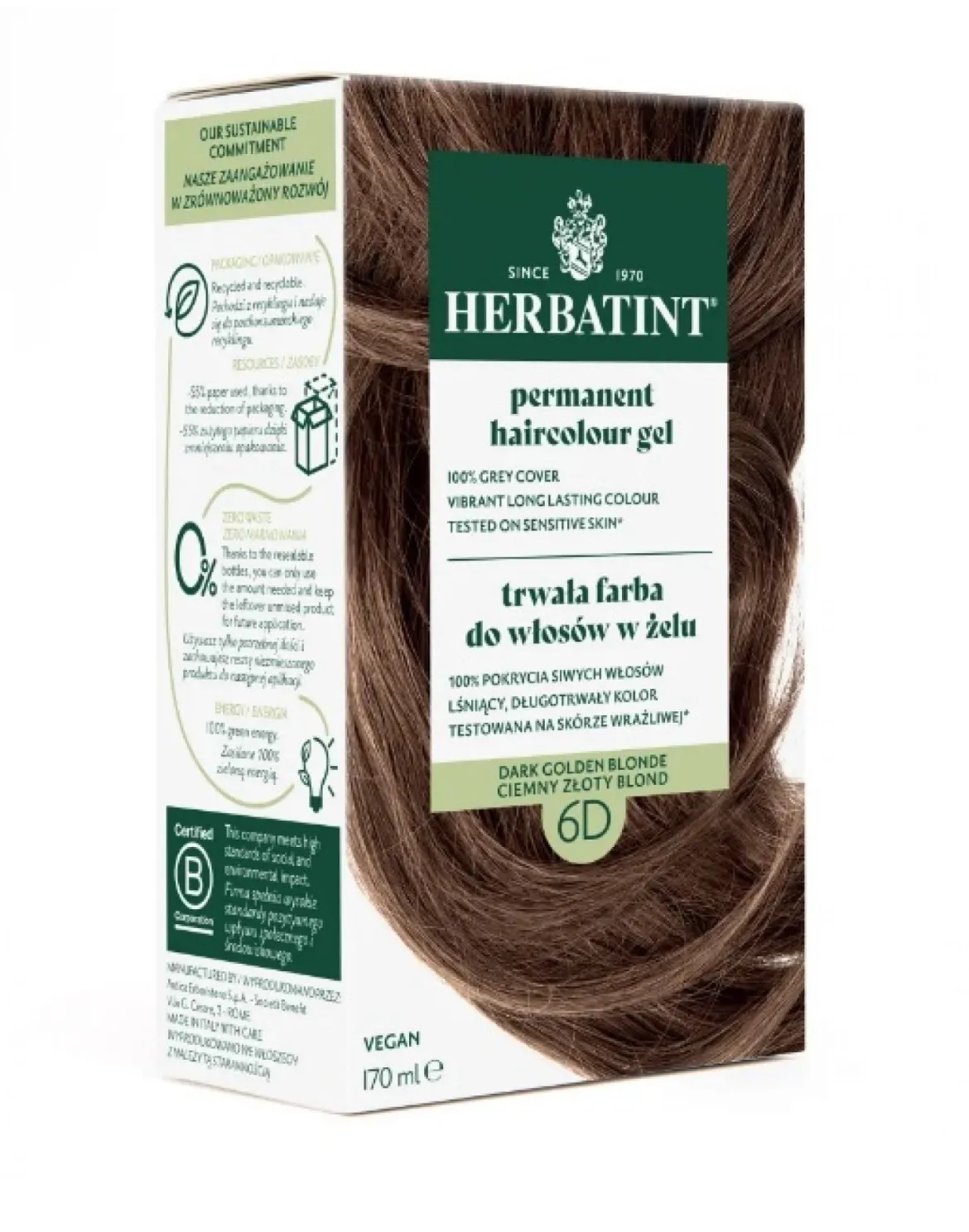 Farba do włosów 6D Ciemny Złoty Blond Herbatint