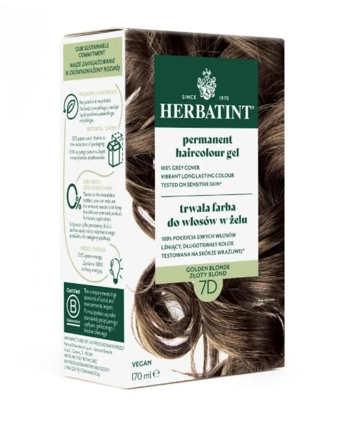 Farba do włosów 7D Złoty Blond Herbatint