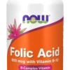 Folic Acid (kwas foliowy + witamina B12) 800 mcg 250 tabletek Now Foods