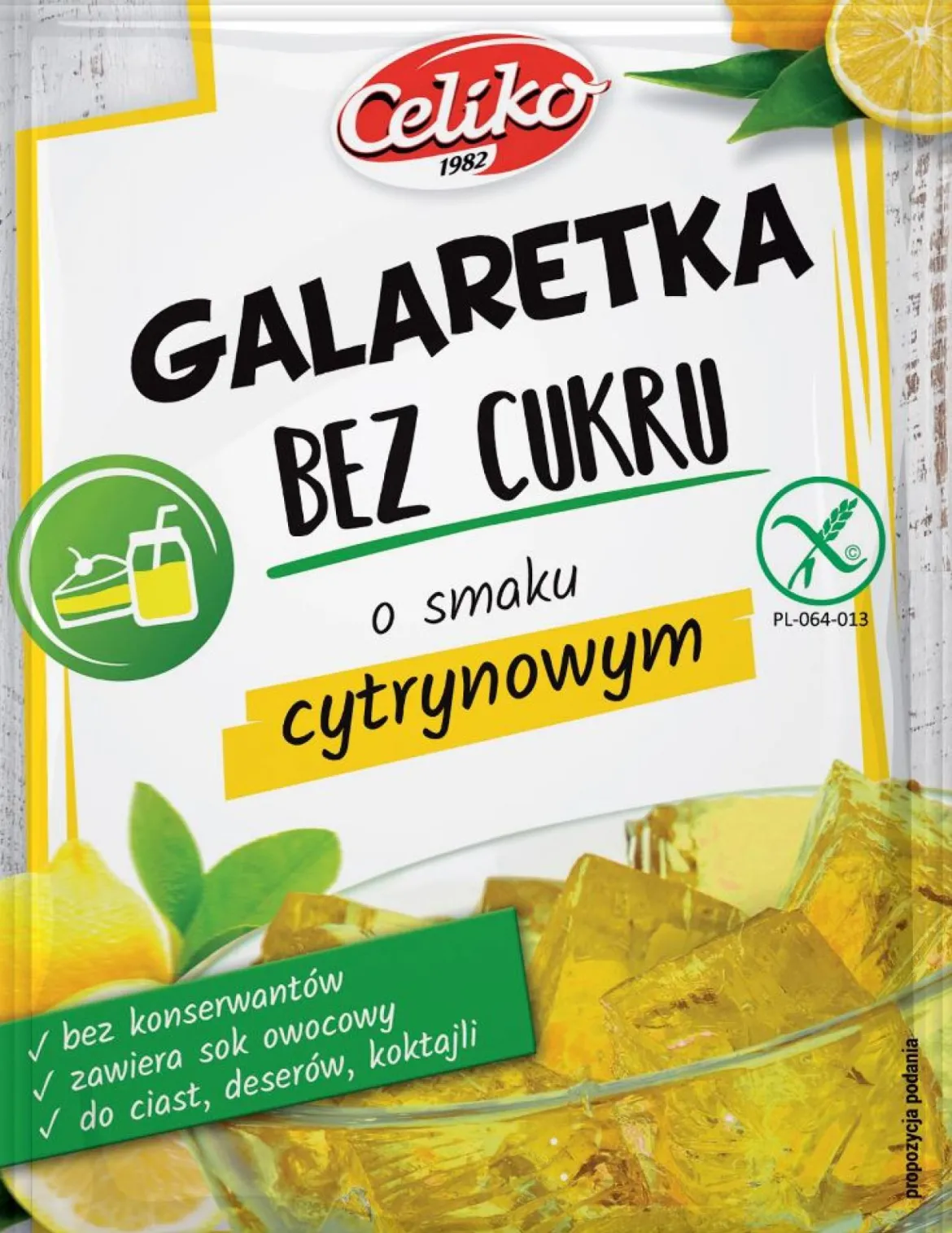 Galaretka bez Cukru o Smaku Cytrynowym Bezglutenowa 14g Celiko