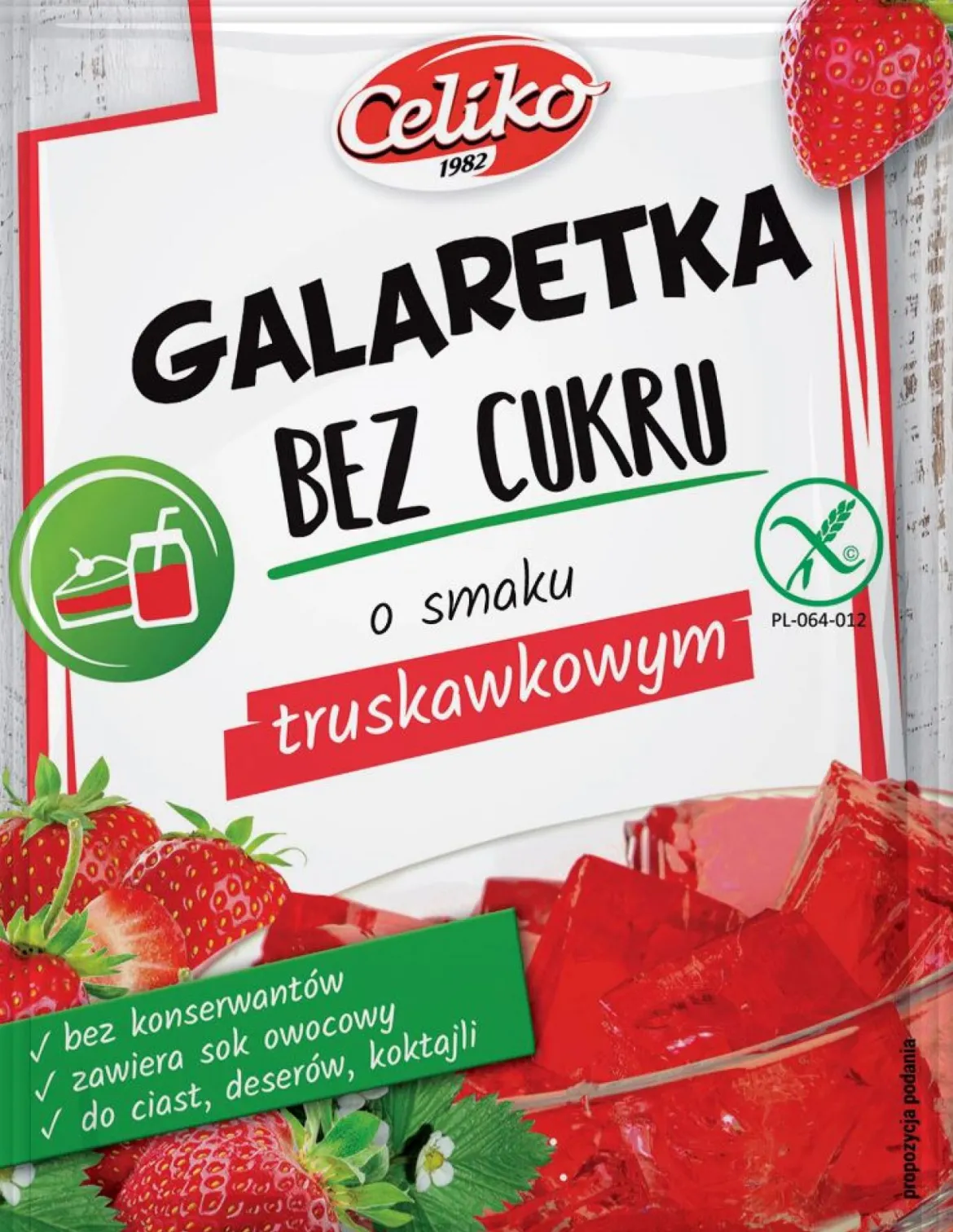 Galaretka bez Cukru o Smaku Truskawkowym Bezglutenowa 14g Celiko