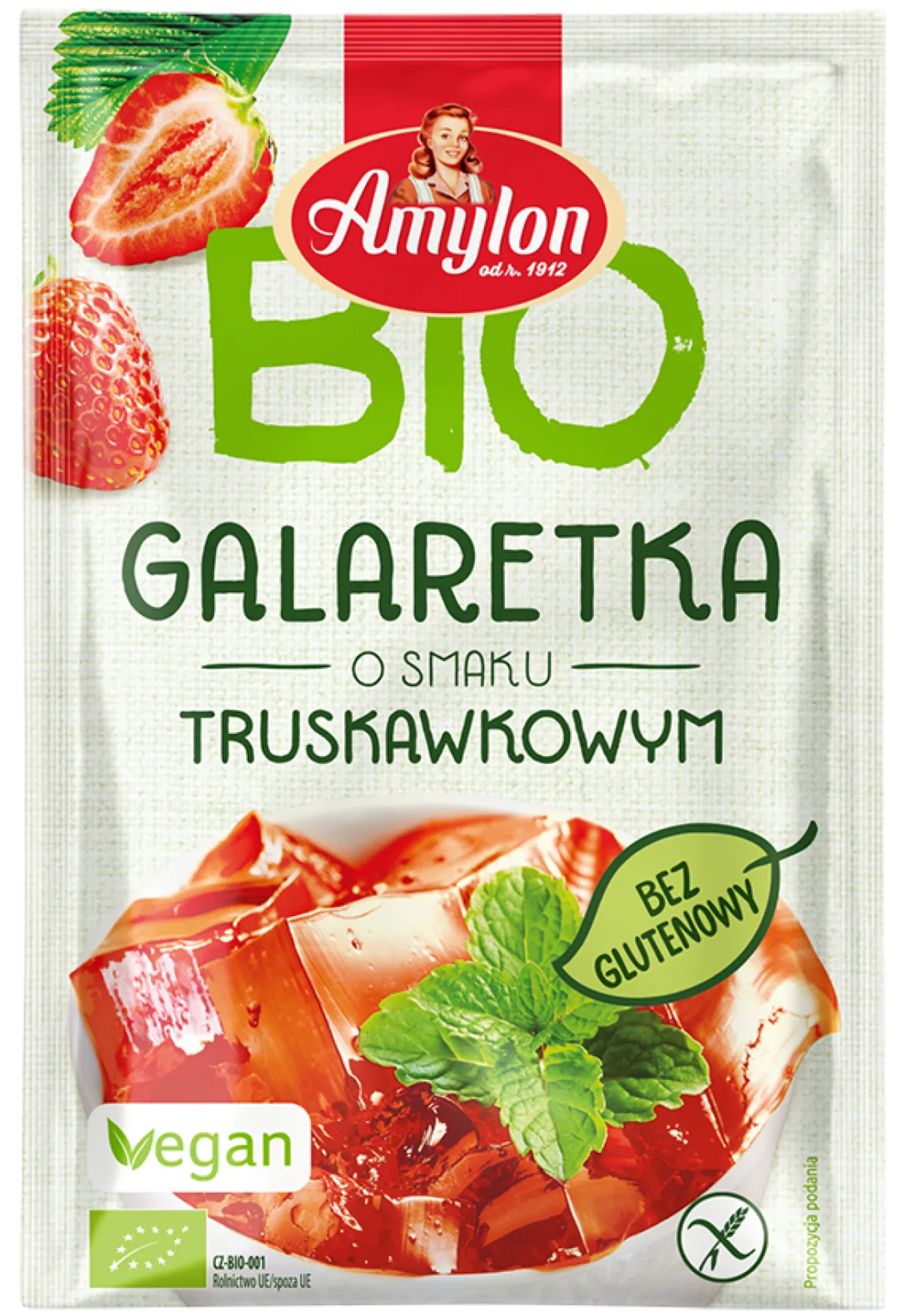 Galaretka z Agarem o Smaku Truskawkowym Bezglutenowa BIO 40g Amylon