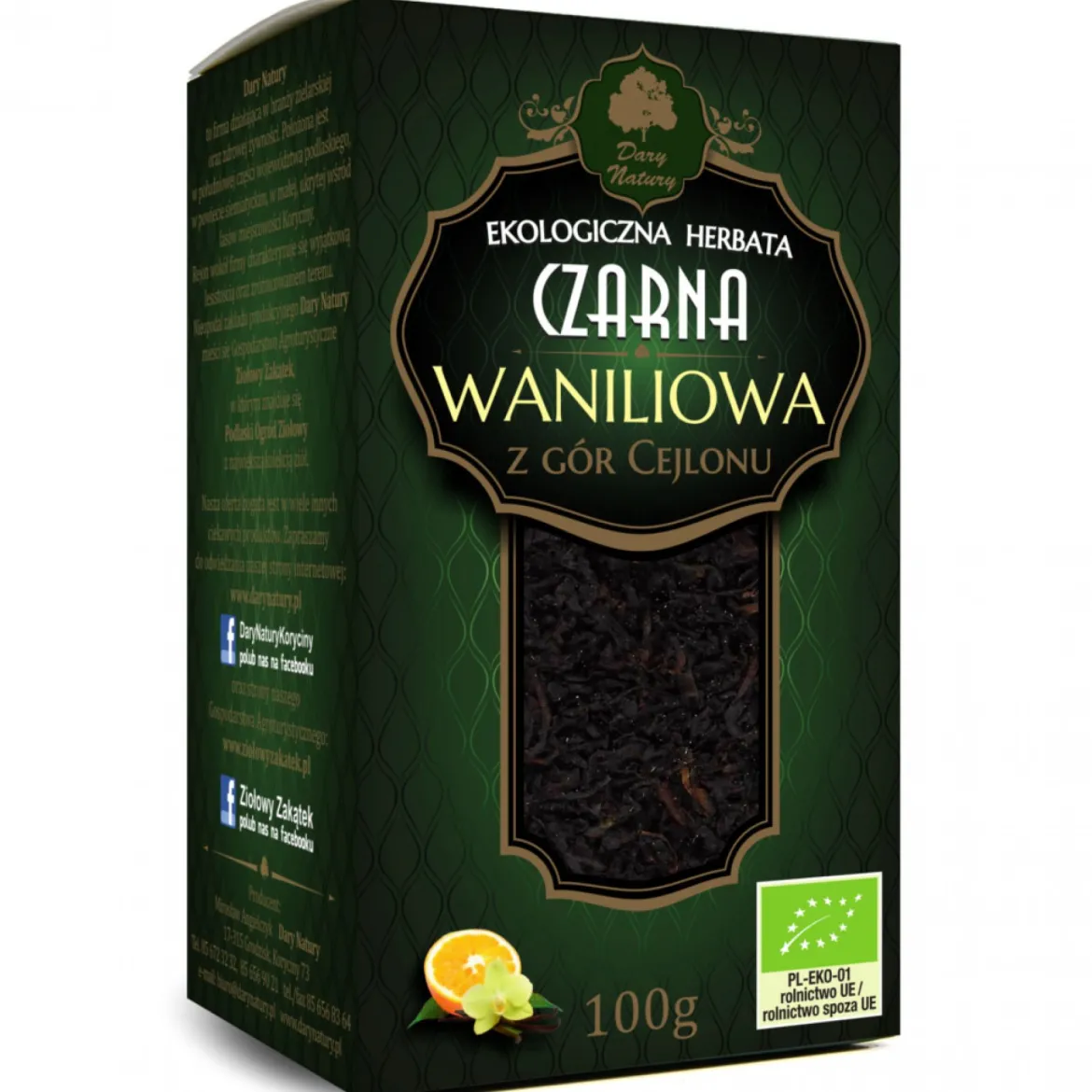 Herbata Czarna Waniliowa EKO 100g Dary Natury