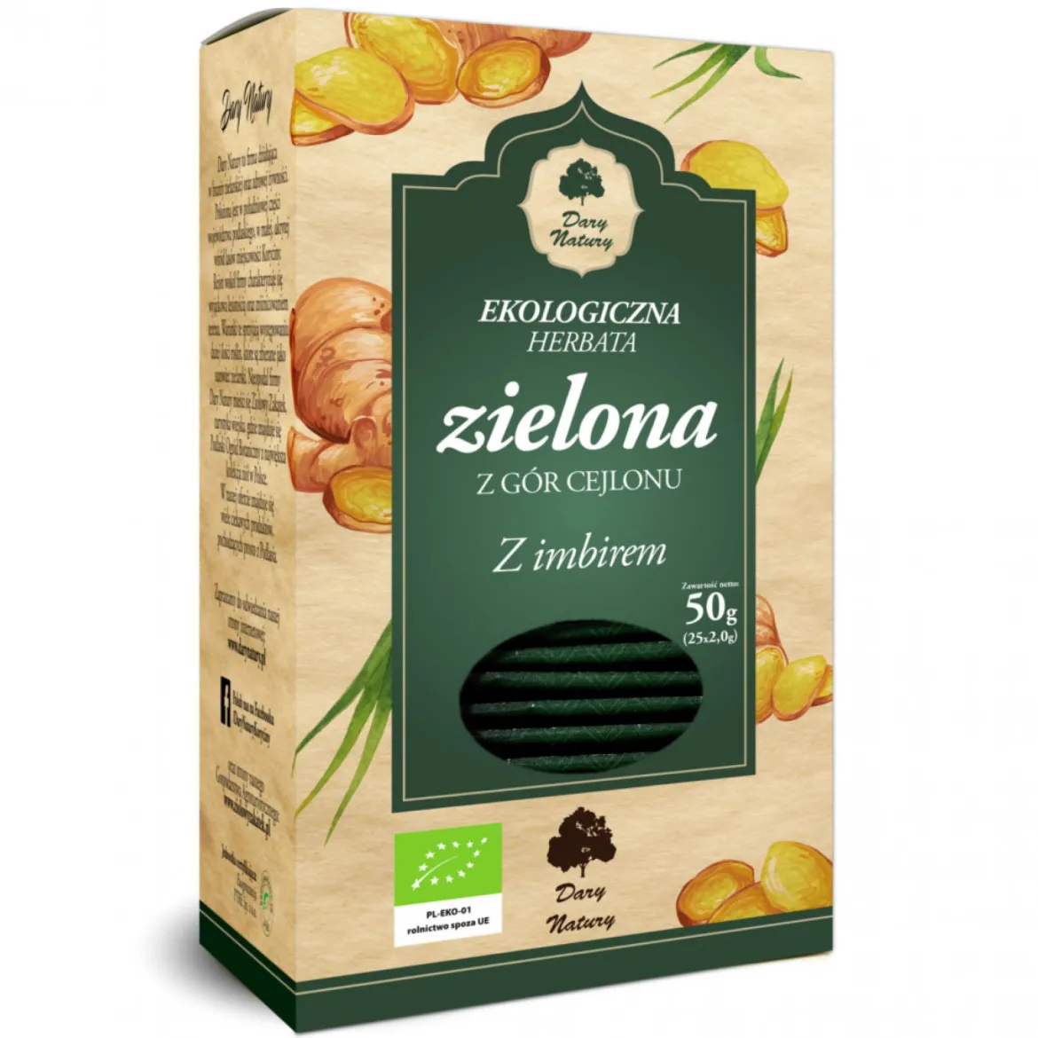 Herbata Zielona z Imbirem EKO 25x2g Dary Natury