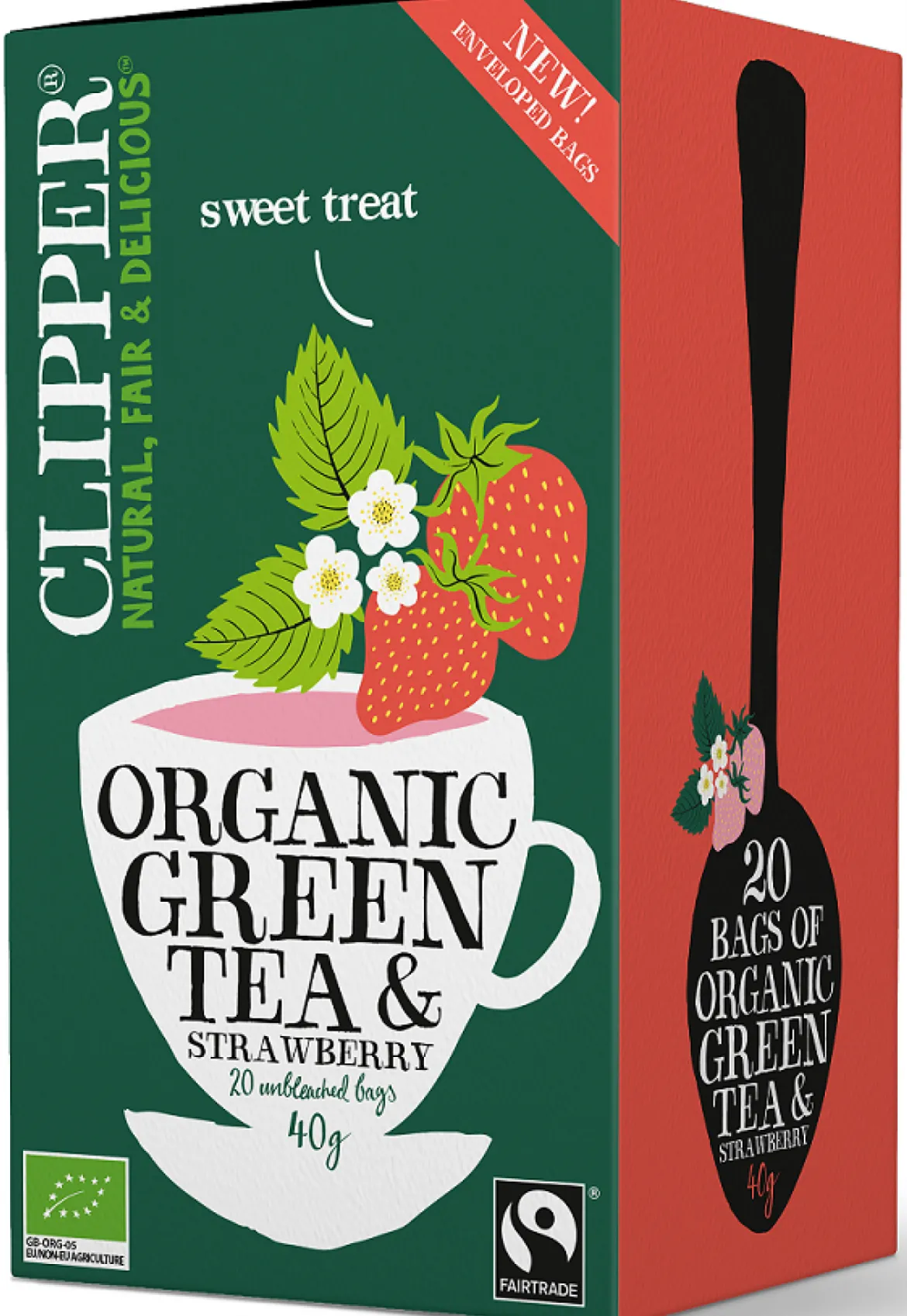 Herbata Zielona z Truskawką BIO 40g (20 x 2 g) Clipper