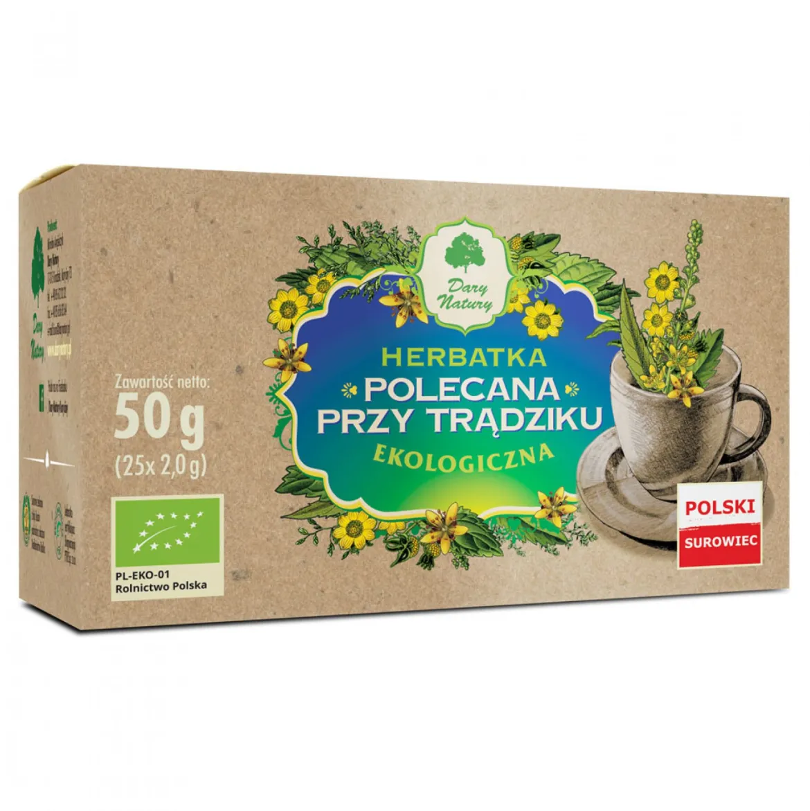 Herbatka Polecana przy trądziku EKO 25x2g Dary Natury