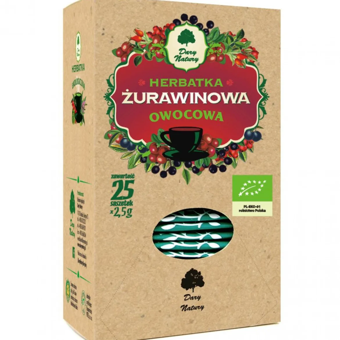 Herbatka Żurawinowa EKO 25x2,5g Dary Natury