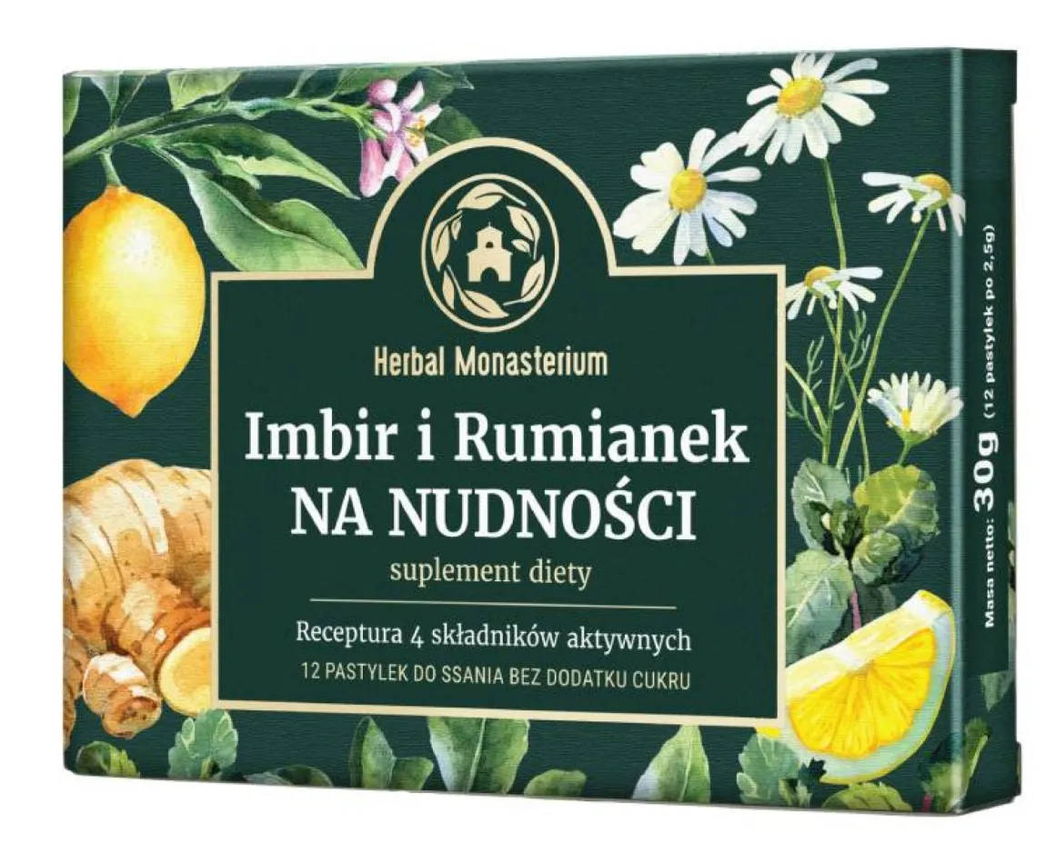 Imbir i Rumianek na nudności 12 pastylek Herbal Monasterium