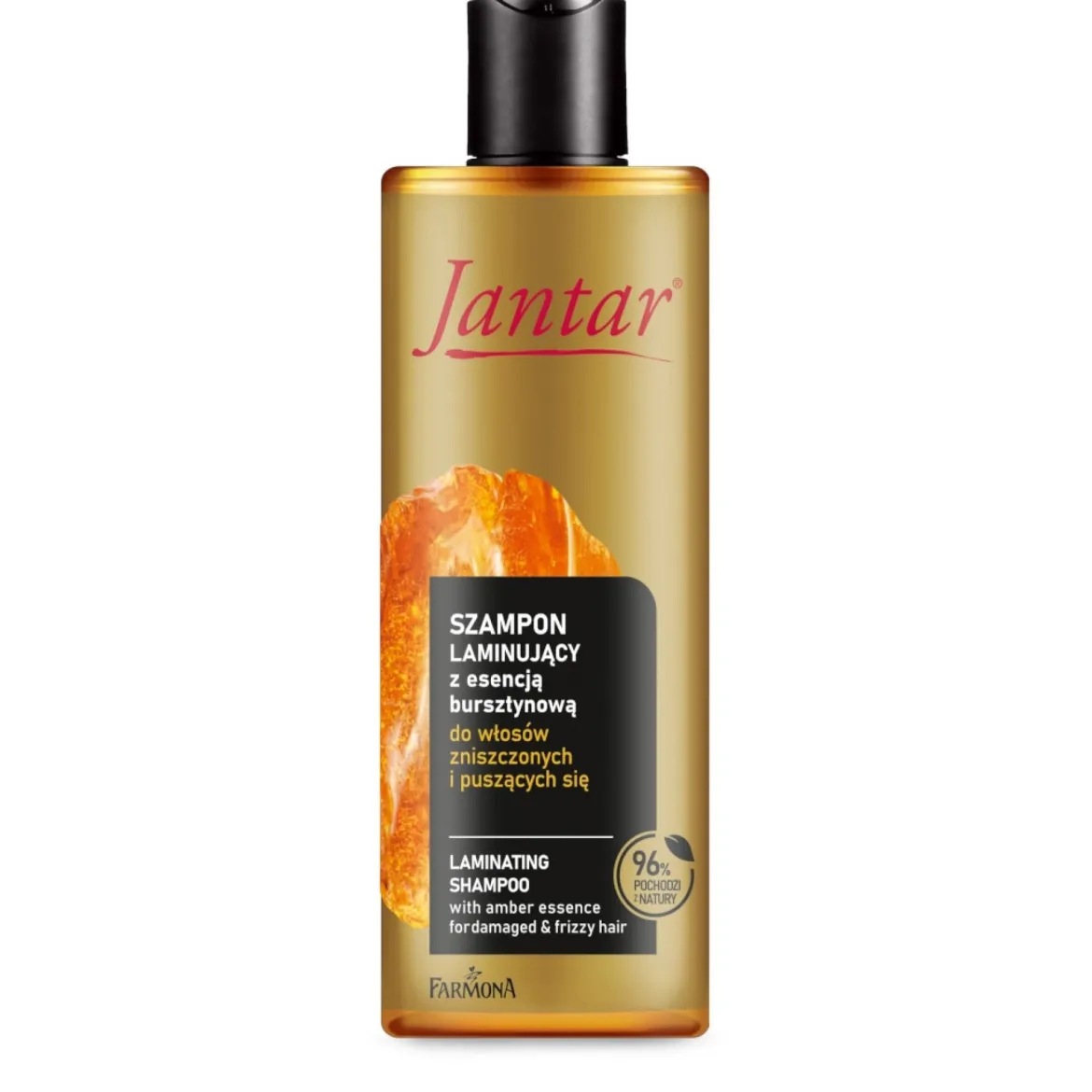 Jantar Szampon laminujący do włosów zniszczonych i puszących się z esencją bursztynową, proteinami i ceramidami 300ml Farmona
