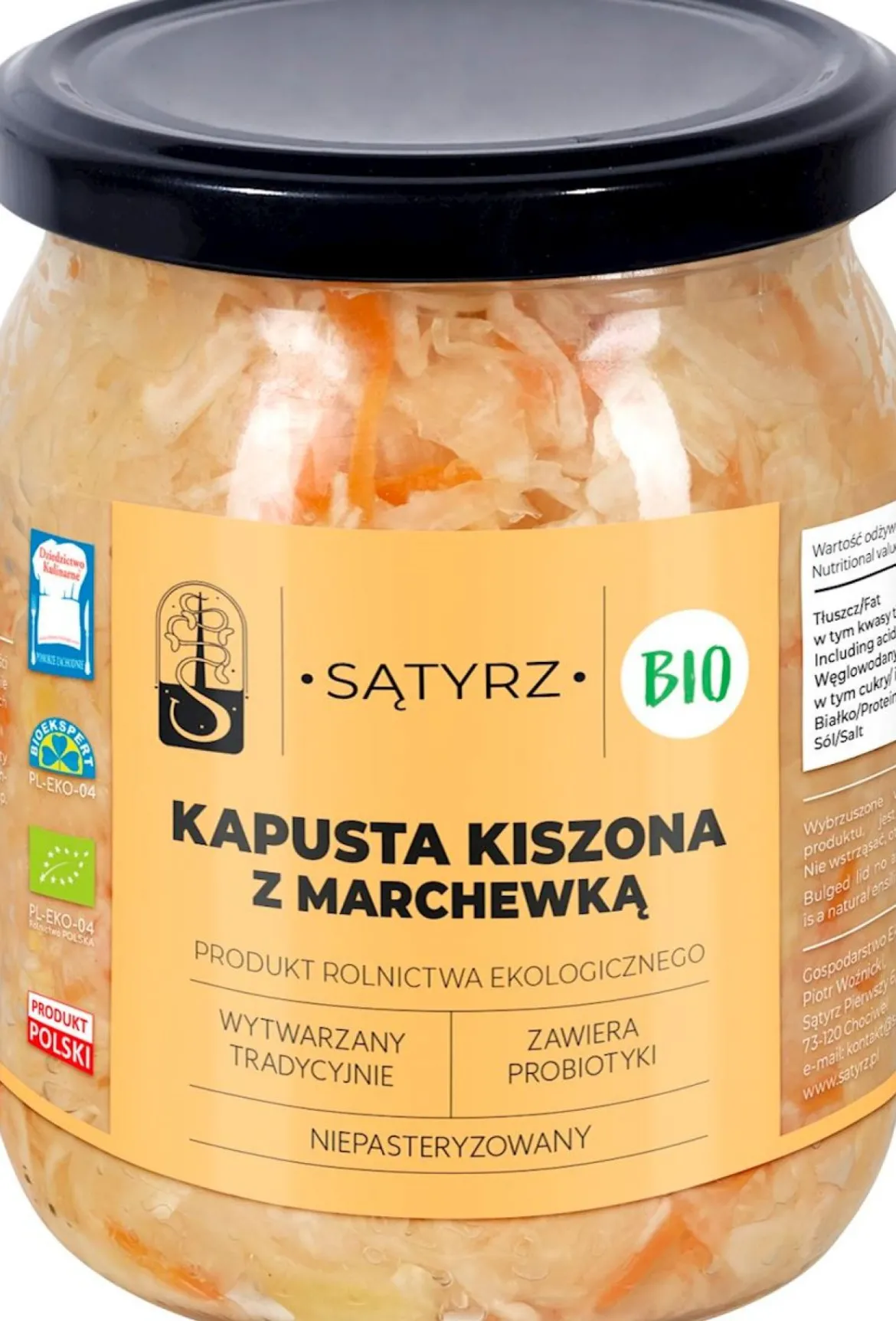 Kapusta Kiszona z Marchewką BIO 450g Sątyrz