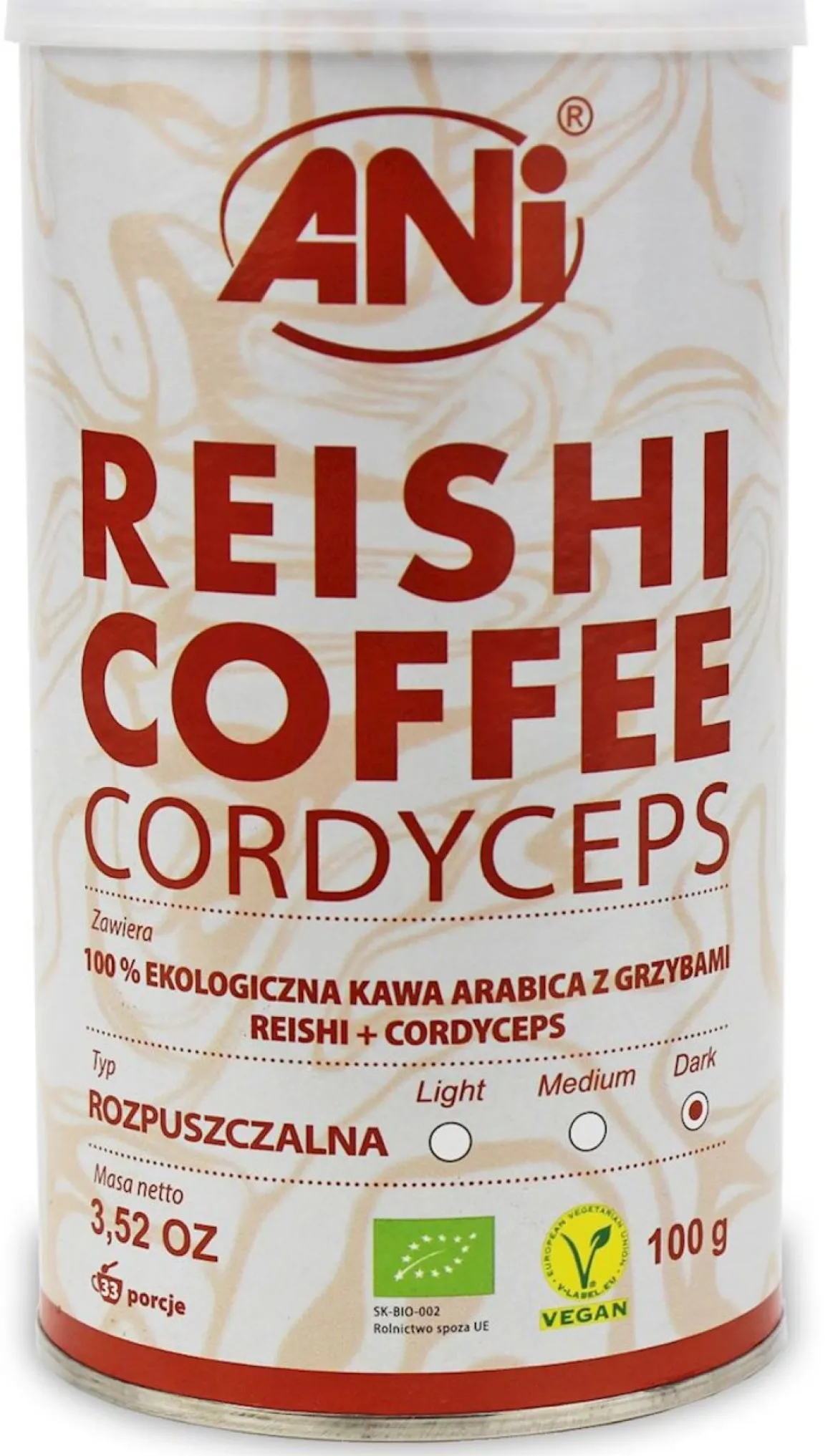 Kawa Rozpuszczalna "Reishi + Cordyceps" BIO 100g Ani