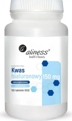 Kwas hialuronowy niskocząsteczkowy 150mg x 100tabletek vege Aliness