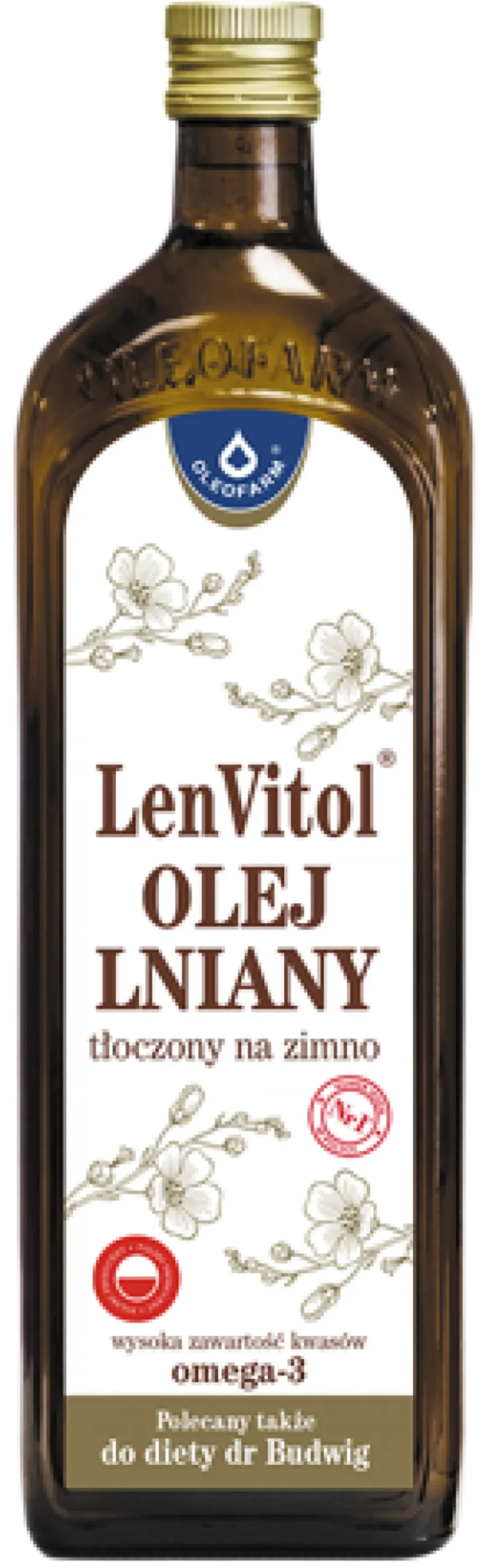 LenVitol - olej lniany tłoczony na zimno 1l Oleofarm