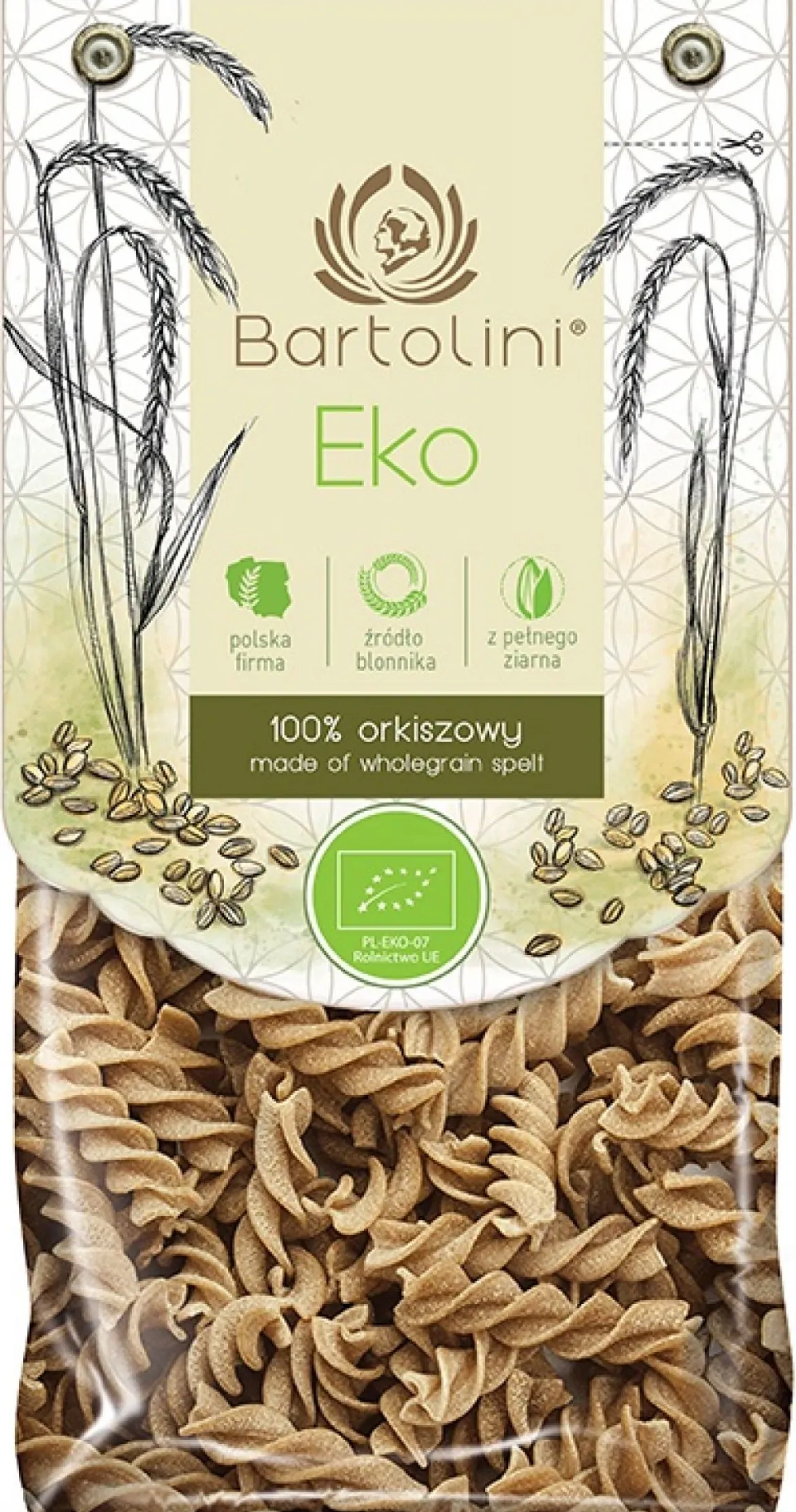 Makaron (Orkiszowy Razowy) Świderki BIO 250g Bartolini