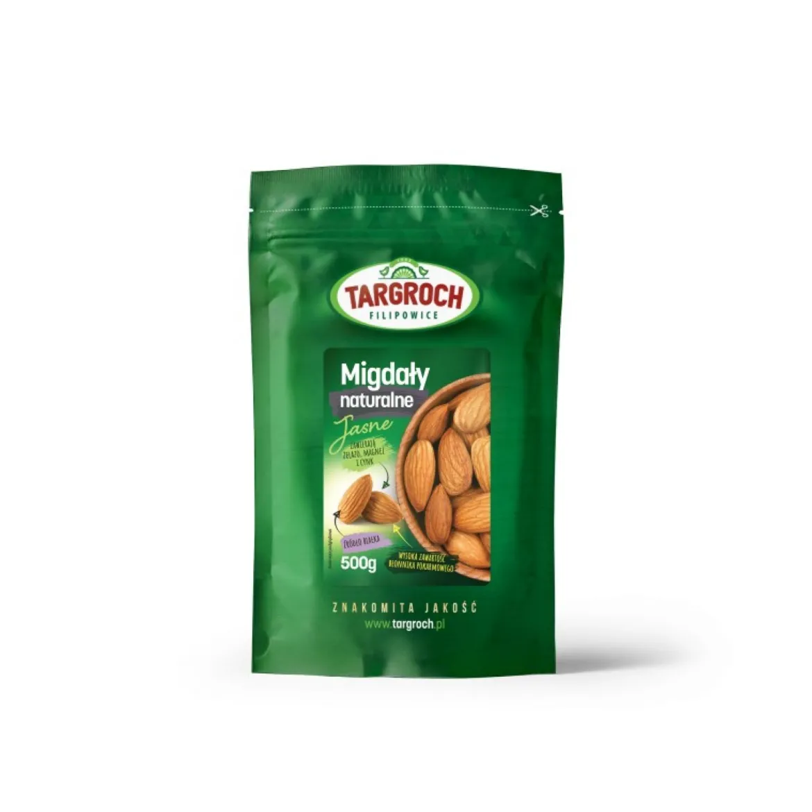 Migdały naturalne jasne 500g Targroch