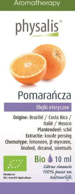 Olejek Eteryczny Pomarańcza Chińska (Sinaasappel) BIO 10ml Physalis