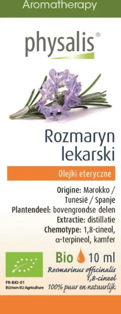 Olejek Eteryczny Rozmaryn Lekarski (Rozemarijn) BIO 10ml Physalis