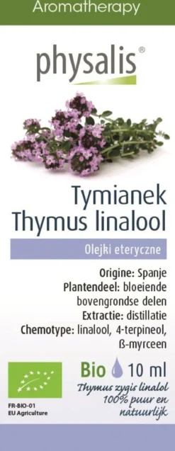 Olejek Eteryczny Tymianek Thymus Zygis Linalol (Tijm Linalool) BIO 10ml Physalis