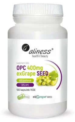 OPC exGrapeSeeds 400mg x 100vege caps. Aliness