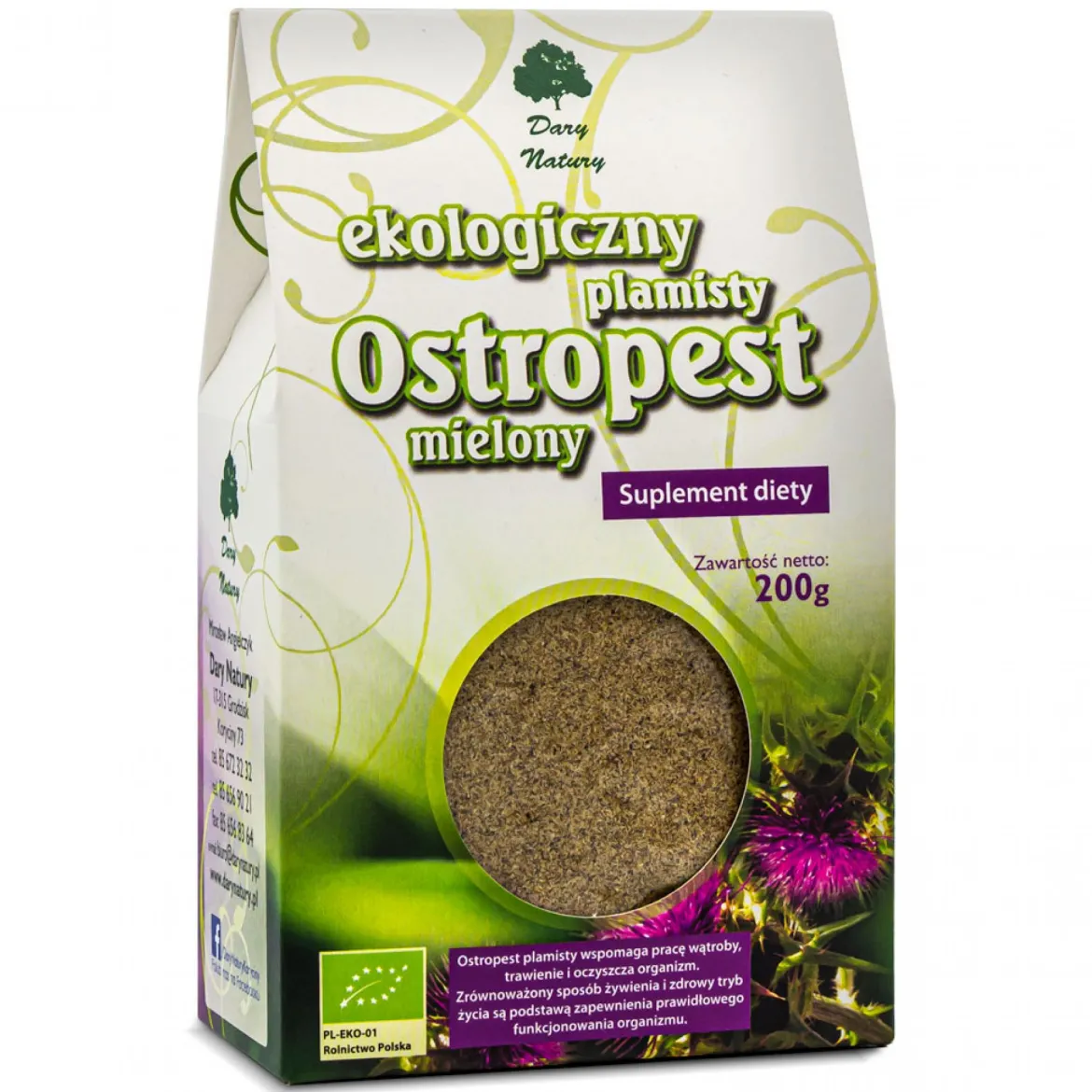 Ostropest plamisty mielony EKO 200g Dary Natury