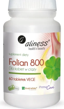 PrenaCare Folian dla kobiet w ciąży 800µg 60 tabl. vege Aliness