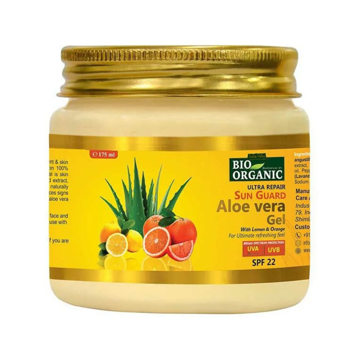 Przeciwsłoneczny żel aloesowy - ultra naprawa, SPF 22, 175 ml, Indus Valley