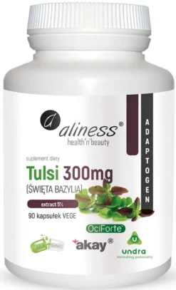 Tulsi (Święta Bazylia) extract 5% 300mg x 90vege caps Aliness