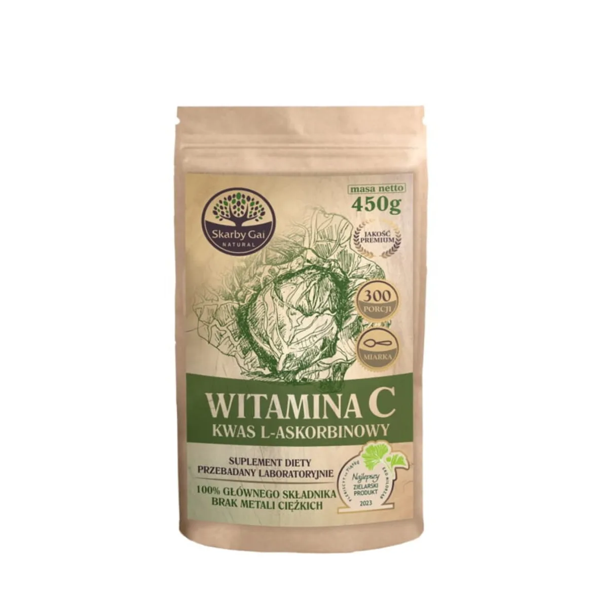 Witamina C 450g (Kwas L- Askorbinowy) z kapusty w proszku Skarby Gai