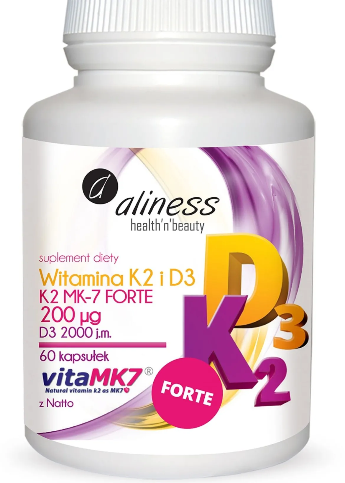 Witamina K2 Forte Mk-7 + D3 60 kaps Aliness