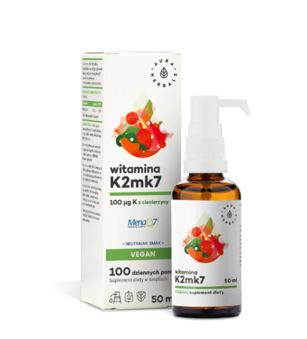 Witamina K2 100 mcg Vegan krople 50ml Aura Herbals