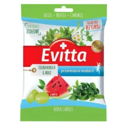Ziołowe cukierki bez cukru z wit.C o smaku zielonej herbaty i arbuza 60g Evitta